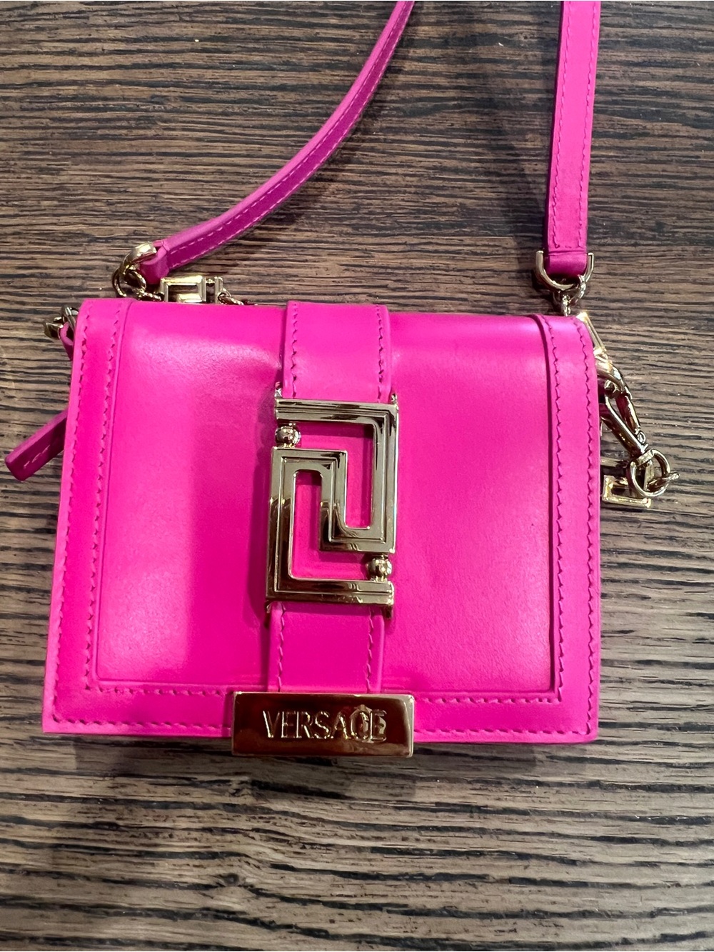 Versace Hot Pink Leather Crossbody with Gold Hardware